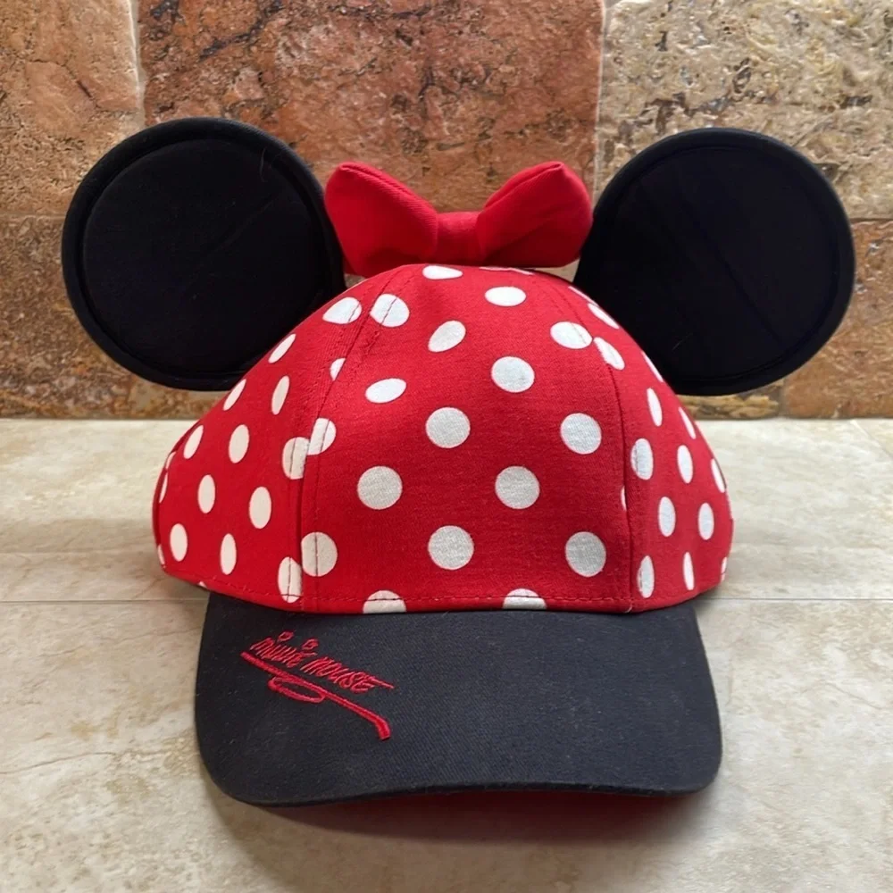 Disney Parks Hat Minnie Mouse Girls Ears Bow Red Black Size Youth Walt World